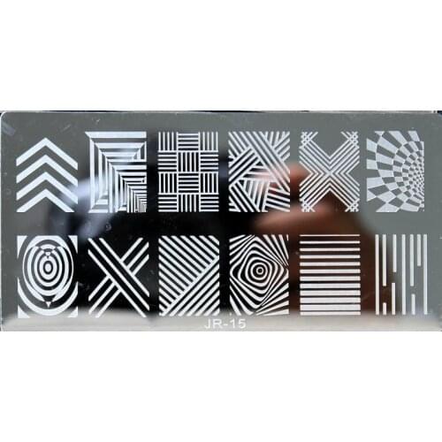 #015- 6*12CM Nail Art Image Printing Beauty Designs Lines Nails Stamping Plates Nail Art Polish Templates -Geometric patterns 15