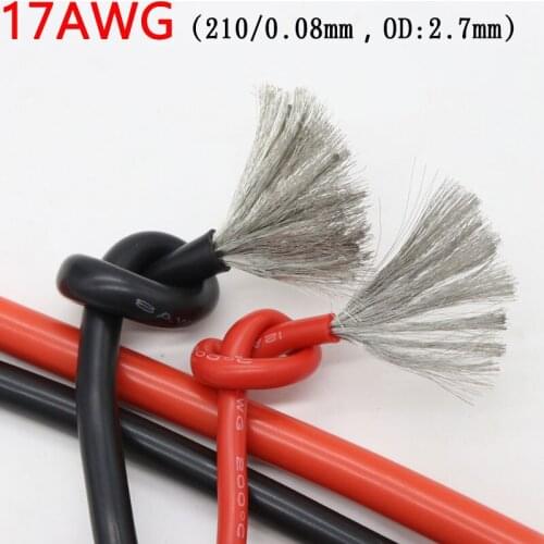 1M 17AWG Ultra Soft Silicone Wire Insulated High Temperature Flexible Heat-Resistant Lighting Line Electronic Copper Cable Line