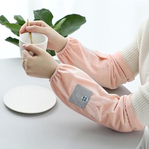 1 Pair Sleeves Cartoon Rabbit Ear Design Dirt Resistant Elastic Cuff Kitchen Oversleeves for Home Kitchen Cooking Arm Protector