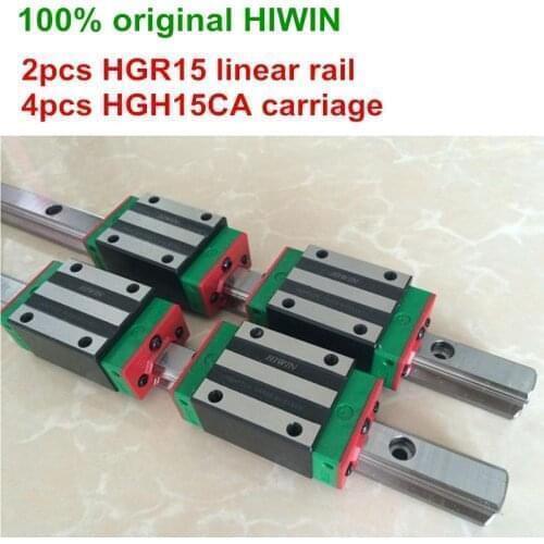 100% original HIWIN 2pcs HGR15 200mm 300mm 400mm 500mm 600mm 700mm 800mm 1000mm Linear Guide rail + 4pcs HGH15CA HIWIN Carriage