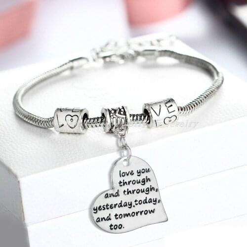 12PC/Lot Love You Through And Through Yesterday Bracelet Wife Lovers Couples Girlfriend Bracelets Jewelry Valentines Day Gifts