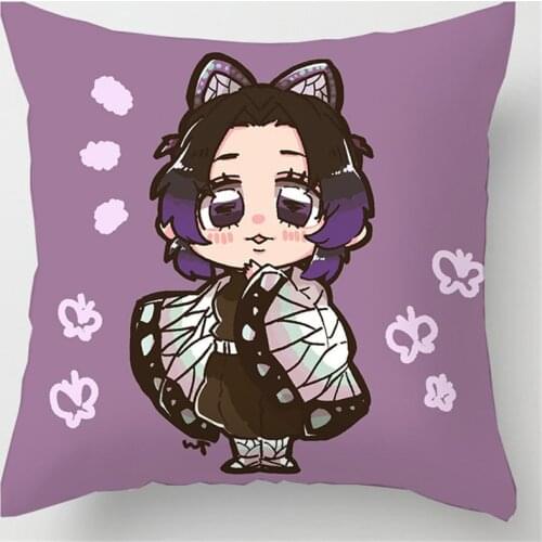 45*45 Lumbar pillow pillowcase Plush afternoon nap Pillow cute birthday present Kamado Tanjirou Kamado Nezuko