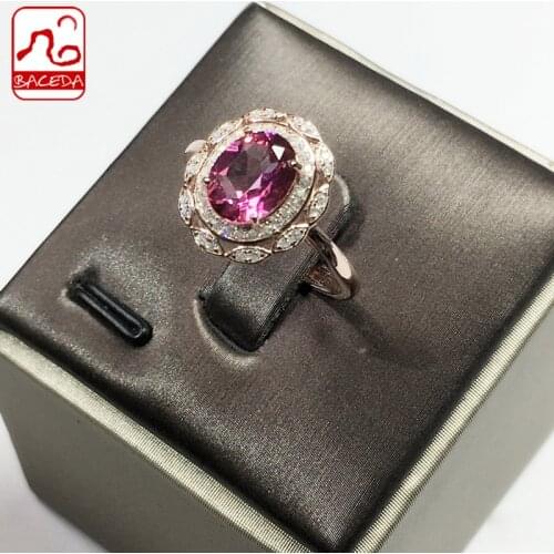 Baceda eliminate negative energy and grief control emotions rebuild determination Pure Natural Pink Topaz Ring with Gift Box