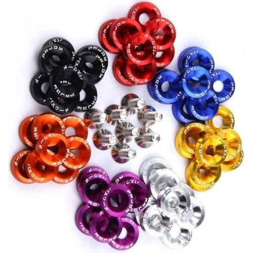 Universal 10pcs Fender Washer JDM Style fit Any 6mm Hole Bumpers Engine Dress Up License Plate Aluminum Washers With Bolts