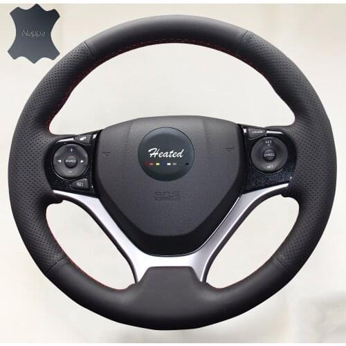 Genuine leather Steering Wheel Cover for honda civic 2009 Nappa leather braid on the steering wheel