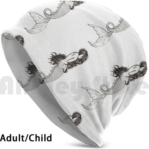 Nicoz Balboa Black And White Mermaid Introvert Beanies Knit Hat Hip Hop Nicoz Balboa Mermaid Comics Graphic