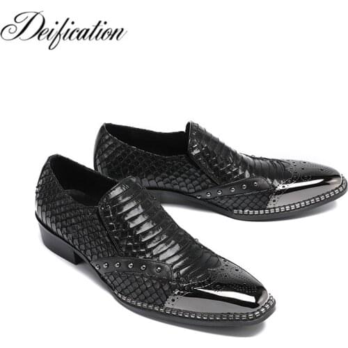 Formal Business Black Dress Shoes Calzado Hombre Square Toe Office Shoes Mens Flats Oxfords Slip-On Leather Shoes Mens Casual