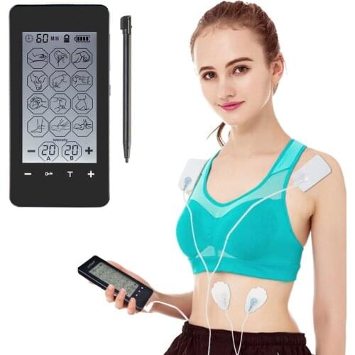 Dual Channel TENS EMS Unit 12 Modes Muscle Stimulator for Pain Relief Therapy Electronic Pulse Massager Muscle Massager LCD