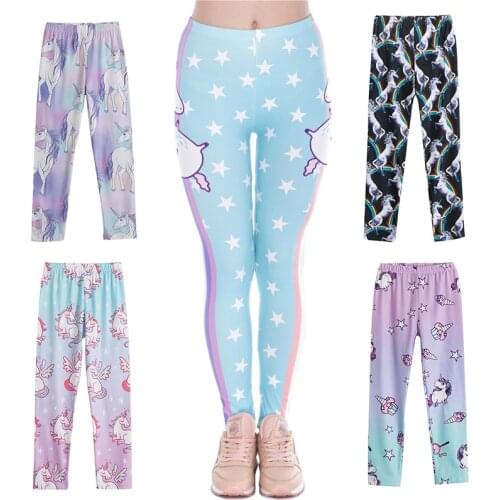 Unicorn Girls Leggings for Kids Cartoon Print Pants Children Clothes Cotton Toursers Toddler Girls Clothing Size 2-9 Years