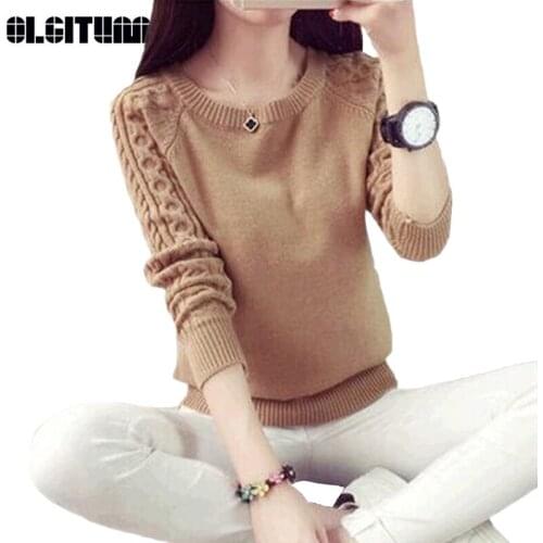 Hot Sale 2020 Fashion New Women Sweater Korean Style Retro Twist Round Neck Long-sleeved Knitted Pullover Sweaters SW106