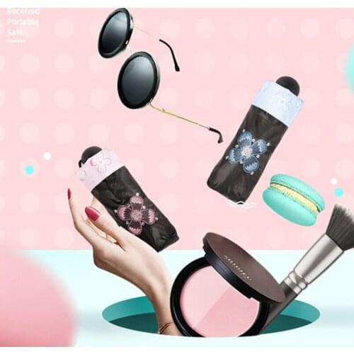 Pocket Umbrella - Compact 6 Ribs Portable Sun&Rain Lightweight Windproof Umbrella with 95% UV Protection for WomenGirls Parasol