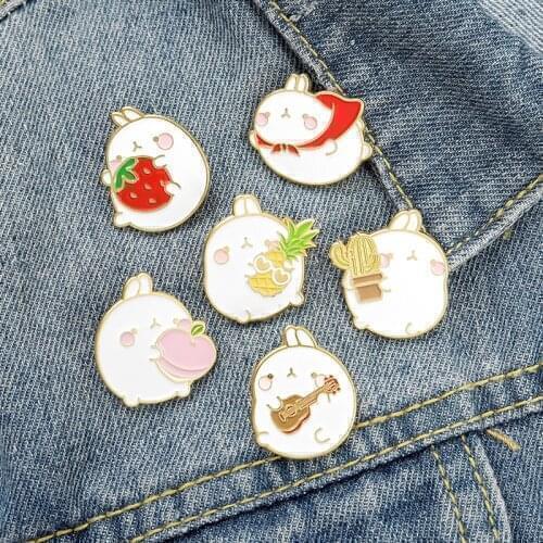 Creative cartoon pineapple rabbit pins badge cute playing guitar collar accessories enamel brooches