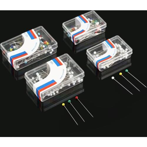 50/100pcs Round Pearl Head Dressmaking Pins Needles Stitch DIY Craft Wedding Corsage Sewing Positioning Box Sewing Tools