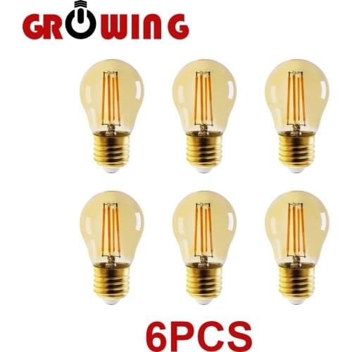 4W G45 Retro Edison Filament Bulb E27 Bombillas 220V Vintage Lamp 6pcs/lot 2700K Gold Glass Inner Decoration