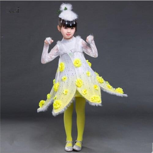 Dandelion flower dance costume for girls plant cosplay singing dancing flower school performance clothing festival dance