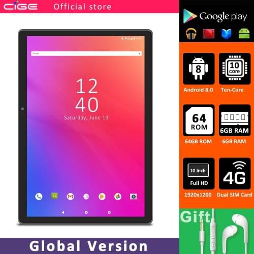 CIGE N9 10 Inch Tablet PC Android 8.0 Tablets 6GB RAM 64GB ROM 1920x1200 IPS with keyboard 4G Lte Smartphone 2.4G 5G Wifi