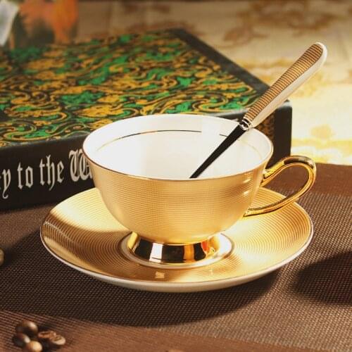 European Style GILDING Coaster Demitasse tea cup mat Ceramic Coffee Cup and saucer Set Porcelain Drinkware Mug Royal Bone China