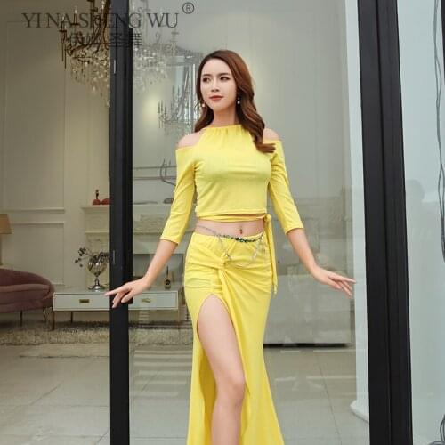 Practice Wear Women Adult Sexy Oriental Professional Oriental Dance Belly Dance Costume Top Split Long Skirt Suit Outfit Clothes