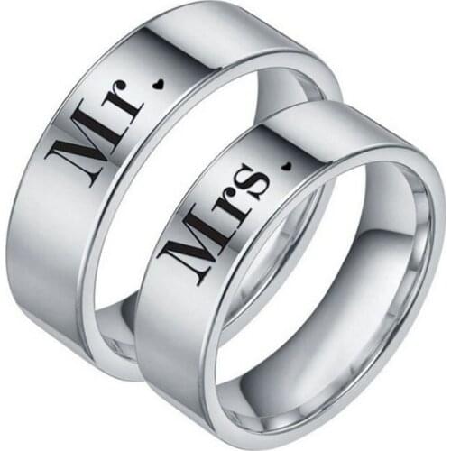 Holiday gifts MR, MRS Stainless Steel Male And Female Couple Rings Love Ring Fashion 2020 Jewellry Christmas Accessories