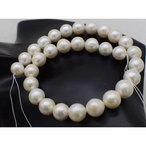 AA freshwater pearl KESHI WHITE near round 12-14MM 15inch FPPJ wholesale beads nature BIG SIZE PEARL
