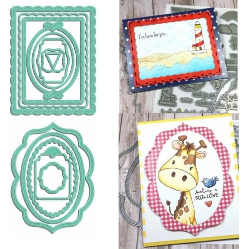 Rectangle Oval Banner Frame Shape Metal Cutting Dies Stencil Scrapbook Album Embossing For Gift Card Making Handcrafts Decor