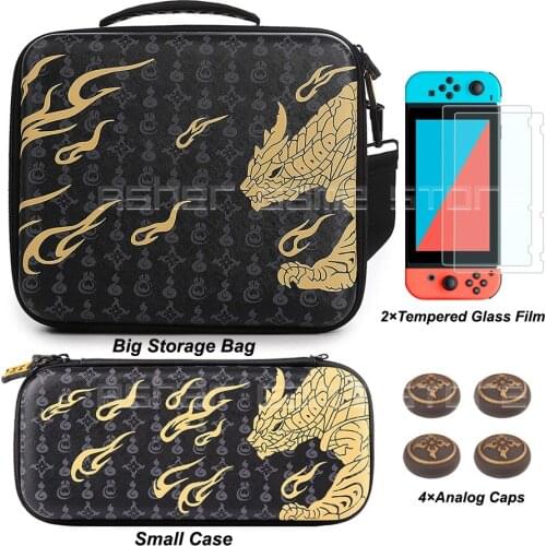 Deluxe Carrying Storage Case Hardshell Bag + 2 Screen Protector + 4 Thumb Grip Caps for Nintend Nintendo Switch Game Accessories