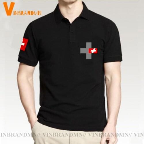 Army Swiss Confederation Switzerland CHE CH Confoederatio Helvetica Polo shirts casual short sleeve Slim Fit Business Polo Shirt