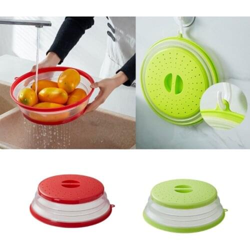 Vented Collapsible Microwave Lid Splatter Proof Food Plate Cover Easy Grip Handle Vapor Holes Dishwasher Safe BPA-Free