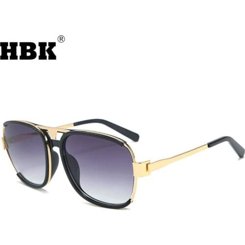 HBK New Fashion Round Big Sunglasses For Women Men Luxury Brand Design Unisex Oversized Frame Driving Eyewear UV400
