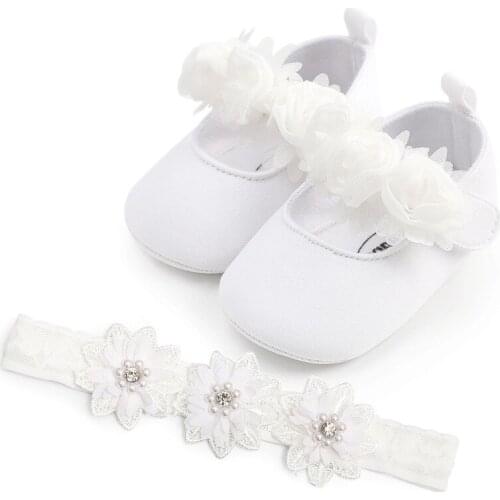 Baby Infant Girls Soft Sole Floral Princess Mary Jane Shoes Prewalker Wedding Shoes Christening bed Shoes Baptism First Walkers