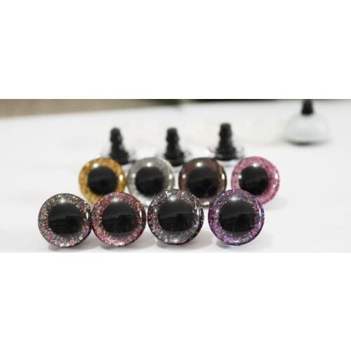 50pcs/lot new clear 16mm clear 3D glitter safety toy eyes short stem +glitter fabric+ white hard washer--size & color option-N8