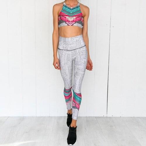 Women Yoga Gym Wear Sport Suit Running Clothing Fitness Sets Workout Jumpsuits 2peice Crop Top Leggings Outfit Tracksuit