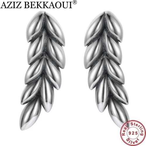 AZIZ BEKKAOUI Authentic 925 Sterling Silver Branch of Tree Leaves Stud Earrings for Women Sterling Silver Jewelry Gift