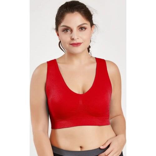 Womens Plus Size Sports Bra Gym Fitness Padded Gather Yoga Bra Workout Running Stretchy Push Up Breathable Female Vest S-6XL