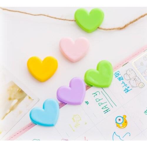 10pcs/lot Colorful Heart Shape Gift Clip/ Cute photo clip for wedding/party decor/ mini plastic paper clip kids gift Stationery