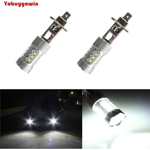 2x New H1 80W Cree Chips LED Fog Tail Turn DRL Head Car Light Lamp Super Bright White
