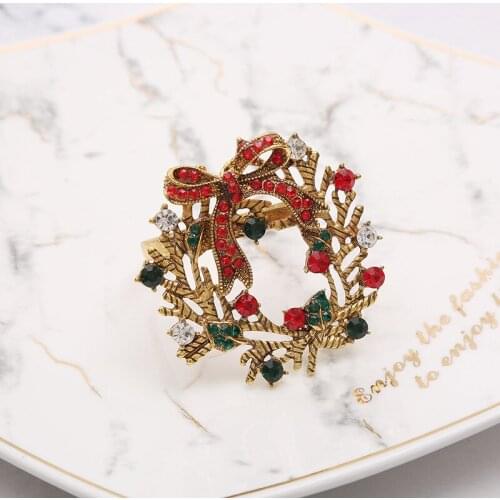 6pcs High-end Christmas tree napkin ring bow flower wreath mouth ring hotel sample room set table Christmas napkin buckle