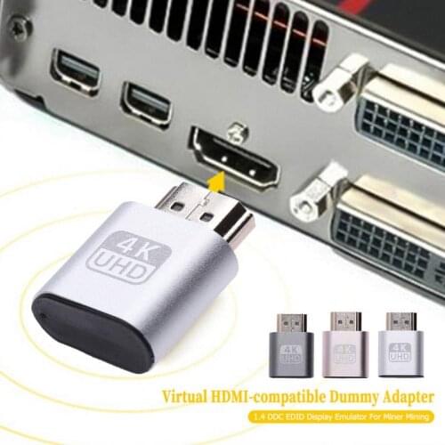 HDMI Compatible Virtual Display Adapter 4K Adapter 1.4 DDC EDID Dummy Plug Lock Graphics Card GPU Rig Emulator For PC/ Devices
