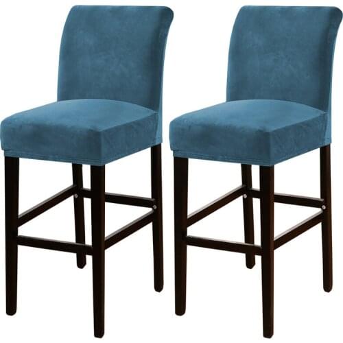 2/4Pcs Velvet Bar Stool Chair Cover Short Back Dining Chair Slipcover Spandex Stretch Case for Counter Chairs Banquet Wedding