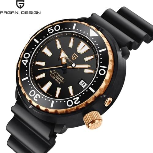 New PAGANI DESIGN NH35 Men Mechanical Watch Stainless Steel Sports Waterproof Clock Ceramic Bezel Sapphire Glass Automatic Watch