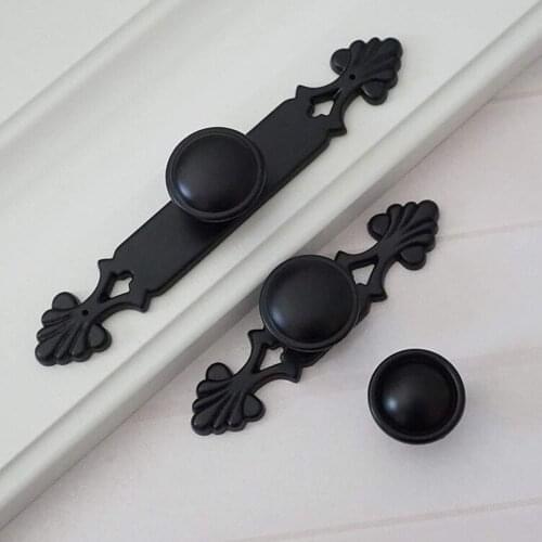 Black Zinc Allloy Cabinet Knobs Rustic Handles for Cabinets and Drawers Back Plate Furniture Handle Wardrobe Closet Pulls Knob