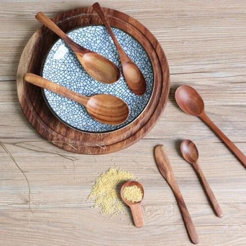 1PC Wooden Spoon Spoon Home Flatware Porridge Bowl Chinese Dinner Spoon Japanese Soup Spoon for Home Restaurant Baking tools