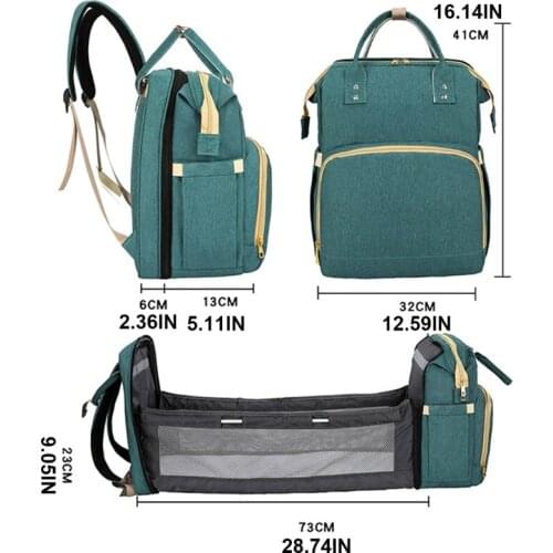 Baby Nappy Changing Bag Portable Folding Crib Diaper Backpack Stroller Straps