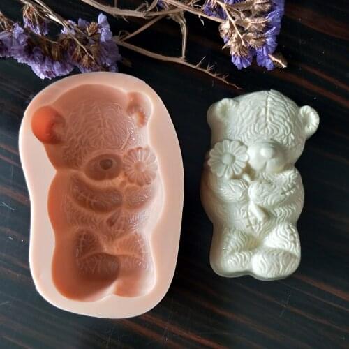 DW0157 PRZY Silicone Mold Bouquet Sunflower Teddy Bear Soap Molds Gypsum Chocolate Candle Candy Mold Clay Resin Moulds