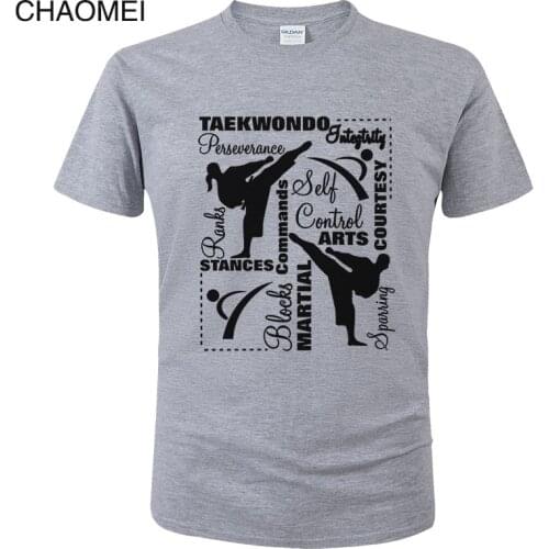 2019 New Taekwondo Martial Arts Terminology Typography T shirt Men Summer Casual T-Shirt Cotton Short Sleeve Print Tops Tees C45