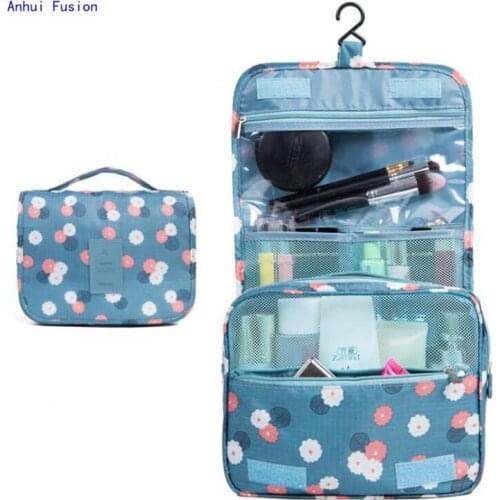 Customized Flower Design Travel Toiletry Bag With Handle Waterproof Cosmetics Makeup Organizer For Women Hanging Toiletry Bag