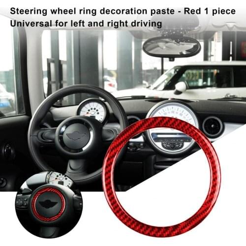 Steering Wheel Ring Durable Carbon Fiber Red Steering Wheel Ring Trim for BMW MINI R55 R56 COUNTRYMAN R60 PACEMAN R61 07-13