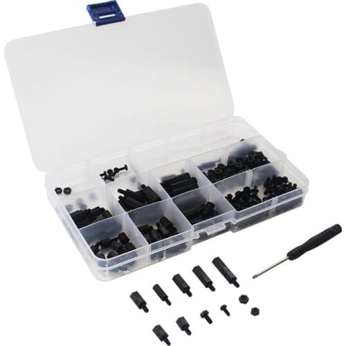 210 pcs Raspberry Pi Nylon Screw Kit Black Plastic Screws Nuts Suit M2.5 M3 for Raspberry Pi 4 Case Accessories with Screwdriver