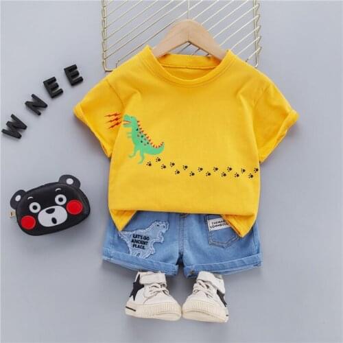 Summer Children Cotton Clothes Baby Boys Cartoon Dinosaur O-Neck T Shirt Shorts 2Pcs/sets Infant Kids Fashion Toddler Tracksuits