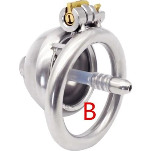 Male Chastity Cage Stainless Steel Cock Lock with Soft Urethral Sound Catheter Male Bondage Dick Cage CBT Sex Toys for Man G194